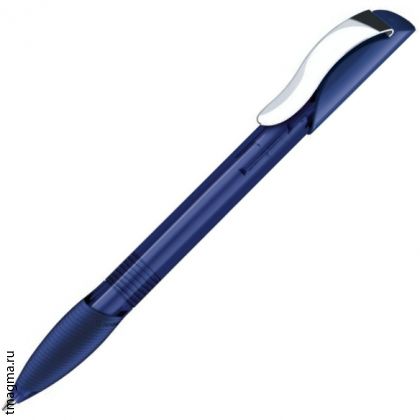 ручка с резиновым гриппом и металлическим клипом Senator Hattrix Clear Soft Grip Metal Clip, прозрачная темно-синяя 2757