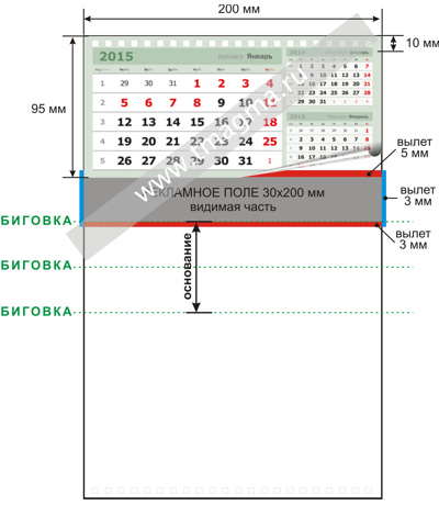 Размеры настольного календаря домика с готовыми перекидными листами